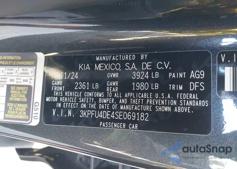 2025 Kia K4 Ex from USA, damaged, VIN 3KPFU4DE4SE069182